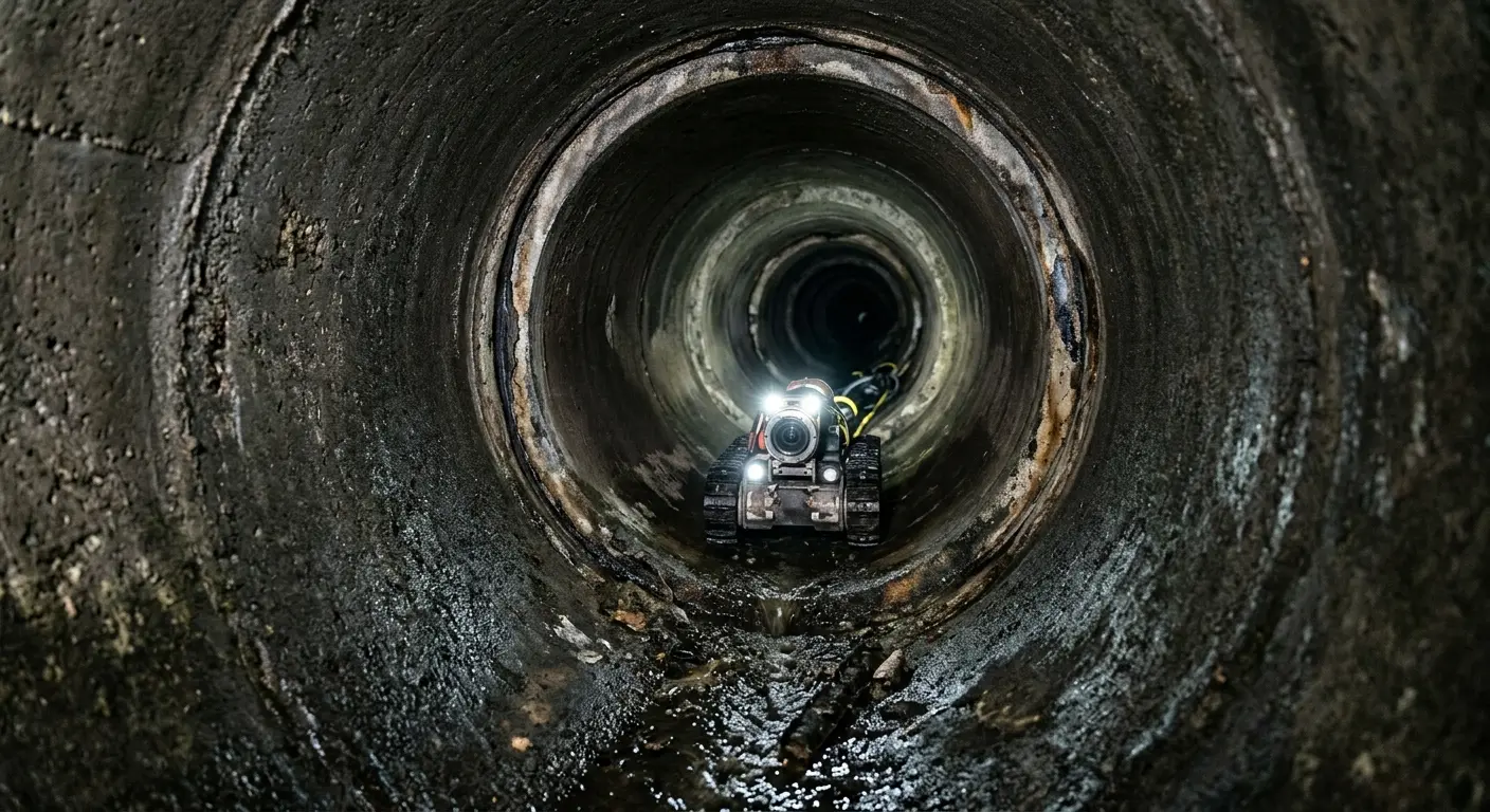 Robotic sewer camera inspecting pipe interior for Sewer Line Repair in Little Silver